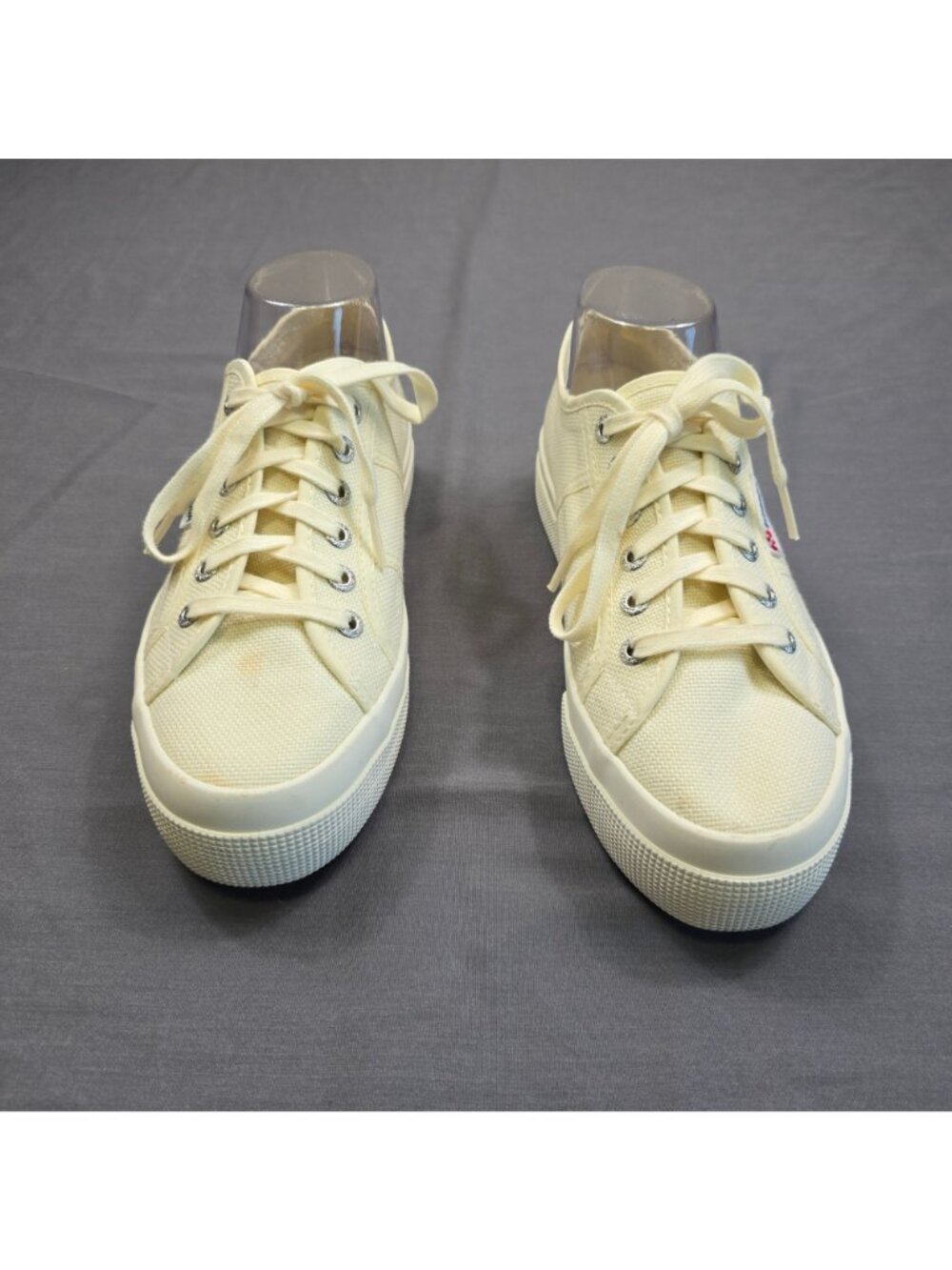 Superga Size 7.5 Womens Sneakers Off-White Canvas Rubber Outsole Lace-Up Shoes - Picture 4 of 10